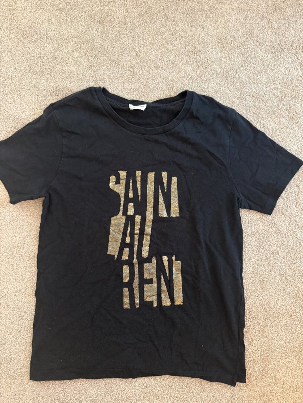 Saint Laurent Black Gold Logo Graphic T-Shirt
